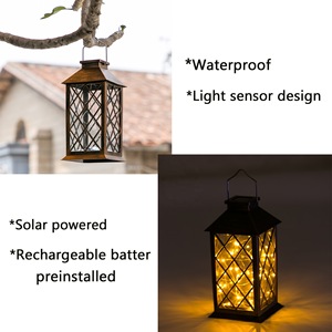 Solar Lantern With <b>Led</b> <b>Lights</b> Ip54 Outdoor Garden Hanging Decor <b>Light</b> <b>Sensor</b> Powered Plastic Body - Product Image 4
