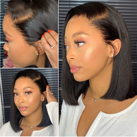 Perruque Lace Front pas chère en cheveux humains, perruques courtes bob en cheveux humains, perruques Lace Front brésiliennes, perruques Lace Frontal HD pour femmes noires