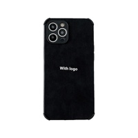 Coque de téléphone portable en peau d'agneau compatible avec iPhone 13 Pro pour 14 Four Corners Couverture complète en peluche antichoc