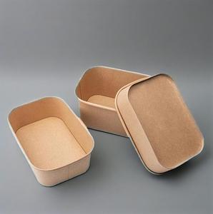 Bol à salade en papier Kraft jetable de haute qualité/récipient à Papee de forme carrée avec couvercle/bol à salade Poke avec couvercle - Product Image 1