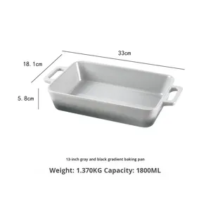 Bandeja <span class=keywords><strong>para</strong></span> Hornear Rectangular de Cerámica Gris Degradado Estilo Roca Oriental, de Alta Gama, con Asas <span class=keywords><strong>para</strong></span> <span class=keywords><strong>Cocinar</strong></span> - Product Image 6