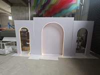 Arche de mariage personnalisée en panneau PVC expansé avec éclairage LED néon, toile de fond arquée pour événements, fêtes et décoration de scène