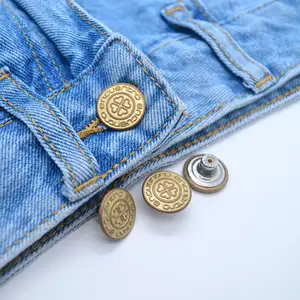 Anpassen Mantel Metall Logo Knopf plattiert runde Form Jeans Knopf Denim Metall Tack Shank Jeans Knöpfe und Nieten für Jean