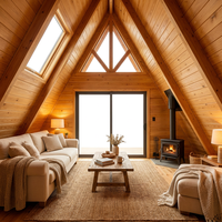 Maison en bois triangulaire préfabriquée de luxe pour station de ski