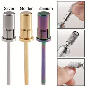 1 unidad de mandril para banda de lijado de uñas, cabezal de pulido de titanio plateado/dorado/colorido, herramienta exfoliante para manicura y pedicura - Product Image 1