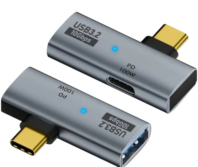 USB C to USB 3.2 10Gbps Adapter 100W PD OTG for Laptop Tablet Phone with USB a & Type C Port Grey Fast Data Transfer