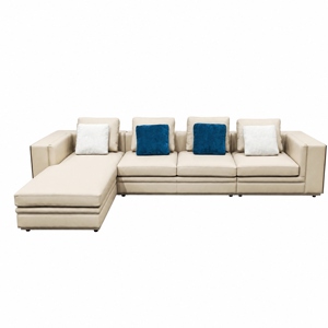 Sofá Seccional en Forma de L de Cuero Genuino Moderno JM 3460x1930x640mm |   Uso en Sala de Estar |   Gama Alta |   Venta al por mayor - Product Image 1