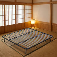 Lit King Size de Luxe avec Cadre, Table de Chevet et Commode en Bois de Hêtre et Métal Cuivré, Surface à Lattes Lisses, Durable et Écologique