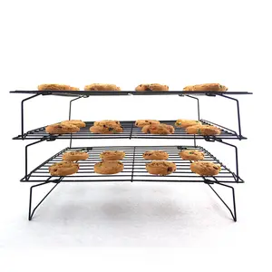 1 unidad, estante de enfriamiento de panadería apilable plegable de acero al carbono antiadherente para galletas, pasteles, galletas