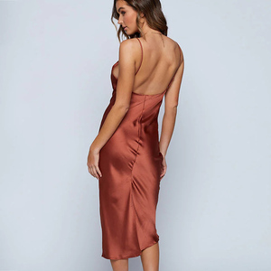 <span class=keywords><strong>Vestido</strong></span> largo de satén de seda de mora con Tirantes ajustables, escote en forma de búho, 100% - Product Image 4