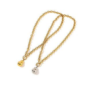 Collier en acier inoxydable, forme de perle baroque, plaqué or 18 carats, fermoir OT, pendentif tendance, bijoux - Product Image 4