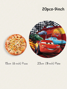 Set di Articoli per Feste di Compleanno a Tema Auto Uniche Include Piatti di Carta per Dolci - Confezione da 32 e 1 Foglio di Adesivi con Dinosauri - Product Image 3