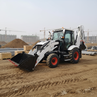 Merek China Murah 4x4 Hidrolik Compact Skid Steer Mini Loader Front/Backhoe Loader JCB 3CX/4CX CAT Motor Cummins 92KW 2500KG
