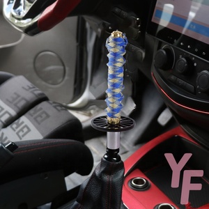 Pomo de cambio de marchas manual universal con forma de samurái, pomo de cambio de 20 cm, pomo de cambio de metal y tela azul, pomo de cambio automático <span class=keywords><strong>secuencial</strong></span> - Product Image 1