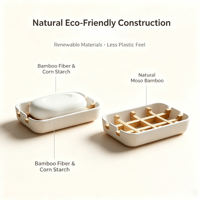 Porte-savon durable en bambou, porte-shampoing, boîte à savon rectangulaire avec plateau de drainage pour la salle de bain, récipient à savon pour la maison