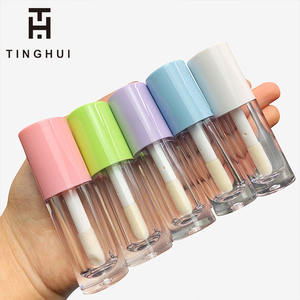 Tube de brillant à lèvres en plastique coloré personnalisé de 6 ml avec applicateur épais, grande brosse et bouchon à vis – Emballage cosmétique vide - Product Image 1