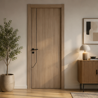 Puerta Laminada de PVC Personalizada con Decoración de Ranuras Negras en la Superficie, Diseño de Líneas Exquisitas, Antideformación para Proyectos de Interior, ISO