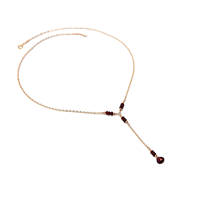 Zooying minuscule pierre précieuse délicate grenat pierre naturelle collier goutte de larme minuscule bijoux janvier pierre de naissance Y collier