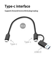 Cable de Datos USB 3.1 Tipo-C 2 en 1, Carga Rápida de 3A, 10Gbps, Conductor de Cobre Puro Trenzado, Revestimiento de PVC, para Computadora, Automóviles y Auriculares