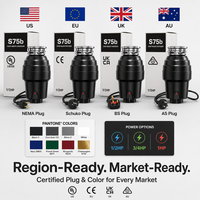 Triturador de Residuos Alimenticios Multipotencia 1/2HP 550W, Triturador de Basura de Cocina 375W 750W Opcional, Acero Inoxidable, Uso Doméstico