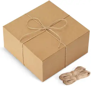 Подарочная коробка из коричневой бумаги с логотипом на заказ, упаковочная коробка с крышкой, крафт-бумага для помолвки подружки невесты на свадьбу