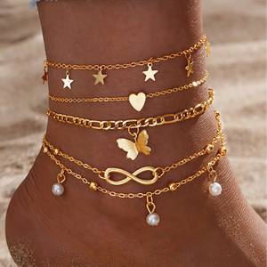 ZYO gelang kaki rantai untuk wanita, perhiasan gelang kaki Bohemia liontin bintang nanas baru, Set gelang kaki untuk Aksesori Wanita - Product Image 4