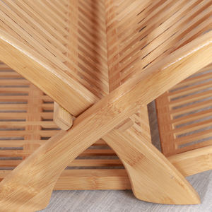 Porte-vaisselle en bambou de cuisine pliable et durable à 2 niveaux avec porte-ustensiles - Product Image 5