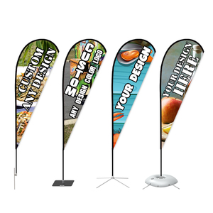 Drapeau promotionnel en forme de goutte d'eau en gros, impression sérigraphique personnalisée, <span class=keywords><strong>bannière</strong></span> en polyester tricoté avec mât en fibre de verre et alliage d'aluminium - Product Image 5