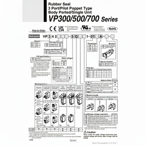 Soupape de commande VP742-5G1-04A électrovanne pneumatique SMC - Product Image 1