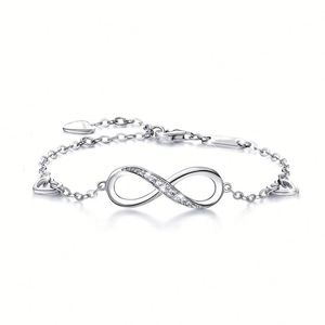 Juego de Pulseras de Plata 925 con Diseño de Amor Infinito para Mujer, Joyería Femenina - Product Image 2