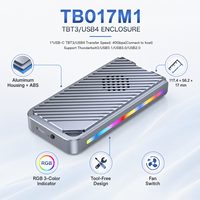 Casing SSD NVMe M.2 USB4 40Gbps dengan Chip JSM2464, LED RGB, Kipas Terintegrasi, Thunderbolt 3, Tanpa Alat, Aluminium