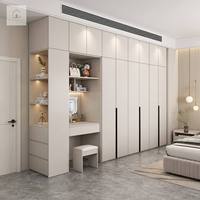 XINGRUO Kleiderschränke Schlafzimmermöbel Einbauschrank mit LED-Regalen & Schubladen für Modernes Minimalistisches Zuhause