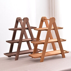 Estante de exhibición de madera moderno de 3 niveles, bandeja organizadora de alimentos de cocina duradera e impermeable, para postres, pasteles y suculentas - Product Image 1