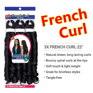 Extensions de cheveux synthétiques 3X French Curls pour <span class=keywords><strong>tresses</strong></span>, 280g, 22 pouces, Locs italiennes, Perruque à ondulations lâches spirales French Curly, <span class=keywords><strong>Tresses</strong></span> queue de cheval - Product Image 5