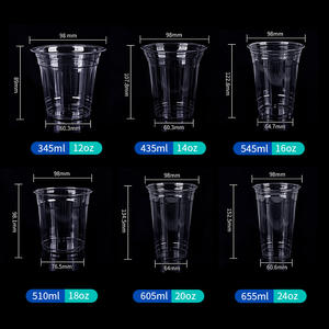 แก้วพลาสติก PET ใสคุณภาพสูงแบบใช้แล้วทิ้ง พิมพ์โลโก้ได้ สำหรับกาแฟ ค็อกเทล ชานมไข่มุก น้ำผลไม้ เตกีลา และเครื่องดื่มเย็น - Product Image 2