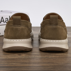 Chaussures bateau en cuir à enfiler, bout rond, semelle intermédiaire respirante en EVA, semelle extérieure en caoutchouc, chaussures décontractées d'été pour hommes - Product Image 1