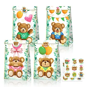 Xindeli LB174 маленький плюшевый мишка дизайн бумажный подарочный пакет конфеты вкусные подарки сумка для вечеринки с наклейками для детей день рождения