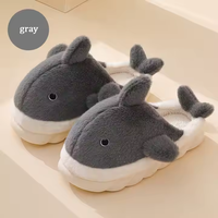 Bleu requin diapositives chaussure intérieur peluche animaux requin pantoufles chaussures plates maison pantoufles animaux en peluche pantoufles