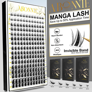 Faux cils Abonnie style manga, 192 pièces, bande transparente, kit d'extension DIY - Product Image 2