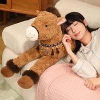 En gros, Grande peluche poney moelleuse et mignonne avec collier à pompon, pour canapé, lit et coussin de repos