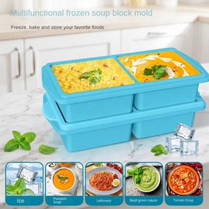 Contenants alimentaires réutilisables OEM ODM empilables sans BPA, boîtes de conservation en silicone pour soupes et <span class=keywords><strong>super</strong></span> cubes pour la préparation des repas et les boîtes à lunch - Product Image 1