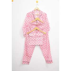 ชุดนอนผ้าซาตินผ้าฝ้าย 100% เอวยางยืด ลายสวนสีชมพู สำหรับฤดูใบไม้ร่วง ระบายอากาศได้ดี แขนยาว ชุดลำลองสำหรับผู้หญิง - Product Image 3