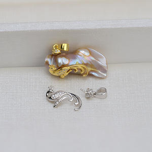 Pendentif en argent 925 fait main avec perle baroque, base creuse en forme de phénix, accessoire de collier, composants de bijoux DIY pour femme - Product Image 1