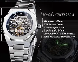 Montres Forsining GMT1211 pour hommes, montre-bracelet de marque haut de gamme, étanche, design tendance, lumineuse, Relojes Hombre Iced Out Tourbillon - Product Image 2