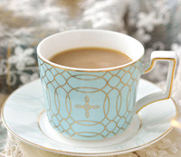 Veweet — service à café et sous-tasses en porcelaine européenne, de luxe, en céramique, vente en gros, 15 pièces