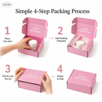 Caja de Envío Corrugada Rosa Personalizada, Impresión a Todo Color por Ambos Lados, Logotipo Interior y Exterior, Embalaje de Envío con Marca