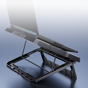 NUOXI Günstiger Preis schwarz Notebook Laptop Kühler LED Laptop Kühler 6 Lüfter Luftkühlung Laptop Stand Kühl kissen - Product Image 5