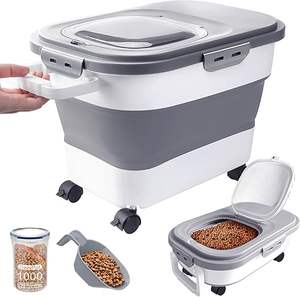 Grande Capacidade Automática Dobrável À Prova de Umidade Eco-friendly <span class=keywords><strong>Pet</strong></span> <span class=keywords><strong>Food</strong></span> Recipientes De Armazenamento Hermético Seco Alimentos Selados Balde Chave - Product Image 4