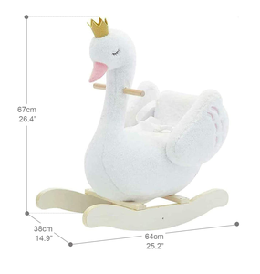 NC NC-54 Kids Plush <strong>Swan</strong> Rocking Toy Wooden Base Ride Animal Balance <strong>Rocker</strong> Soft Stuffed Rocking Chair 14 Years Party Gift - Product Image 5