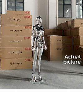Mannequin Femme <span class=keywords><strong>Grande</strong></span> <span class=keywords><strong>Taille</strong></span> Corps Entier Chromé Électroplaqué, Mannequin Femme aux Courbes Prononcées et Poitrine Généreuse, Présentation Éblouissante - Product Image 6